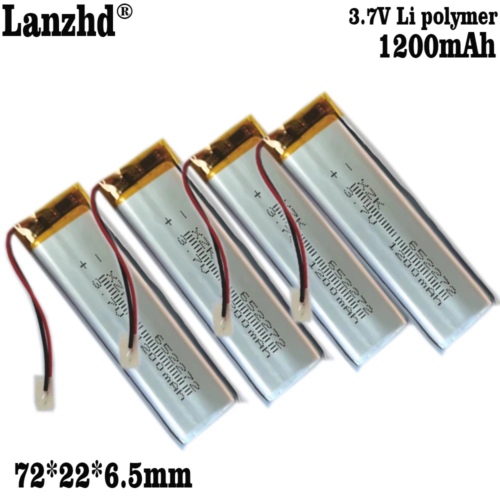 1-12PCS 3.7V Li polymer 1200mAh 652272 Soft package battery For 3D glasses battery GPS Navigator batteries