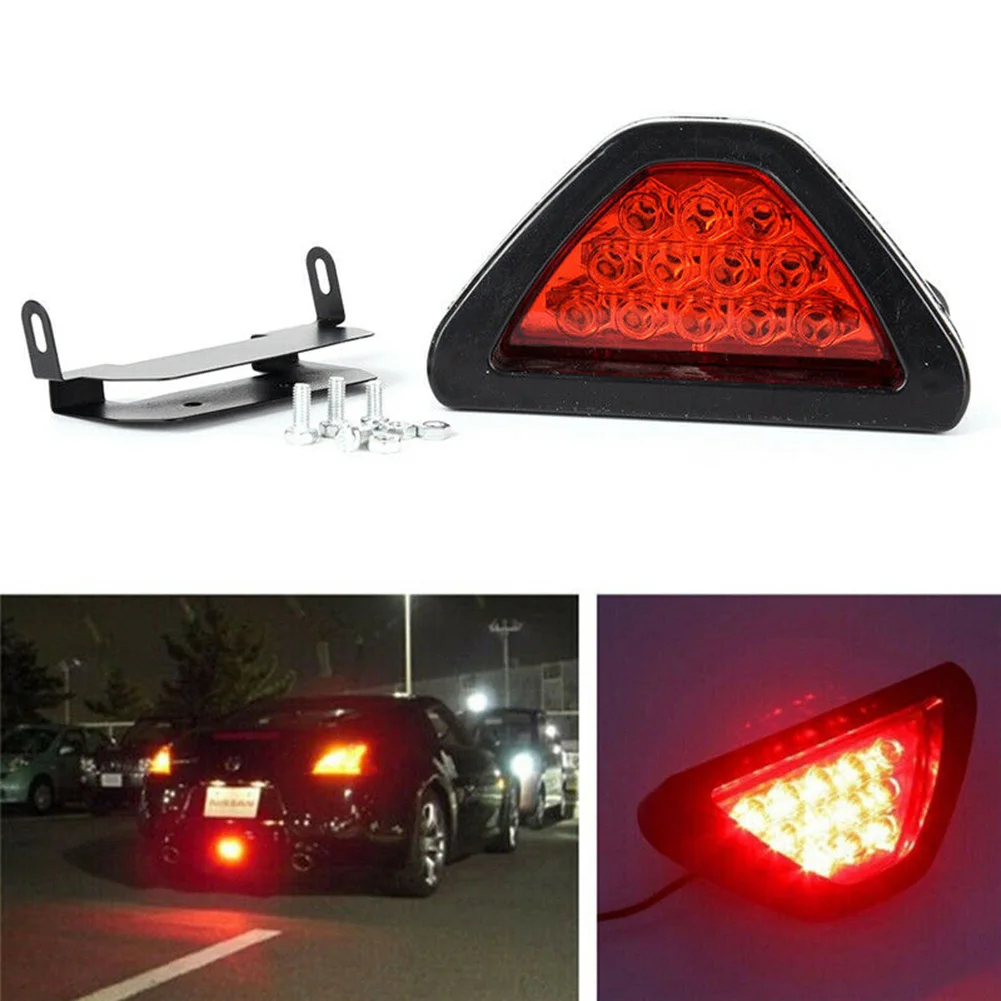 

F1 Style DRL Red 12 LED Rear Tail Stop Fog Triangular Brake Light Stop Safety Lamp Car Motor Free Ship LED Rear Tail Light