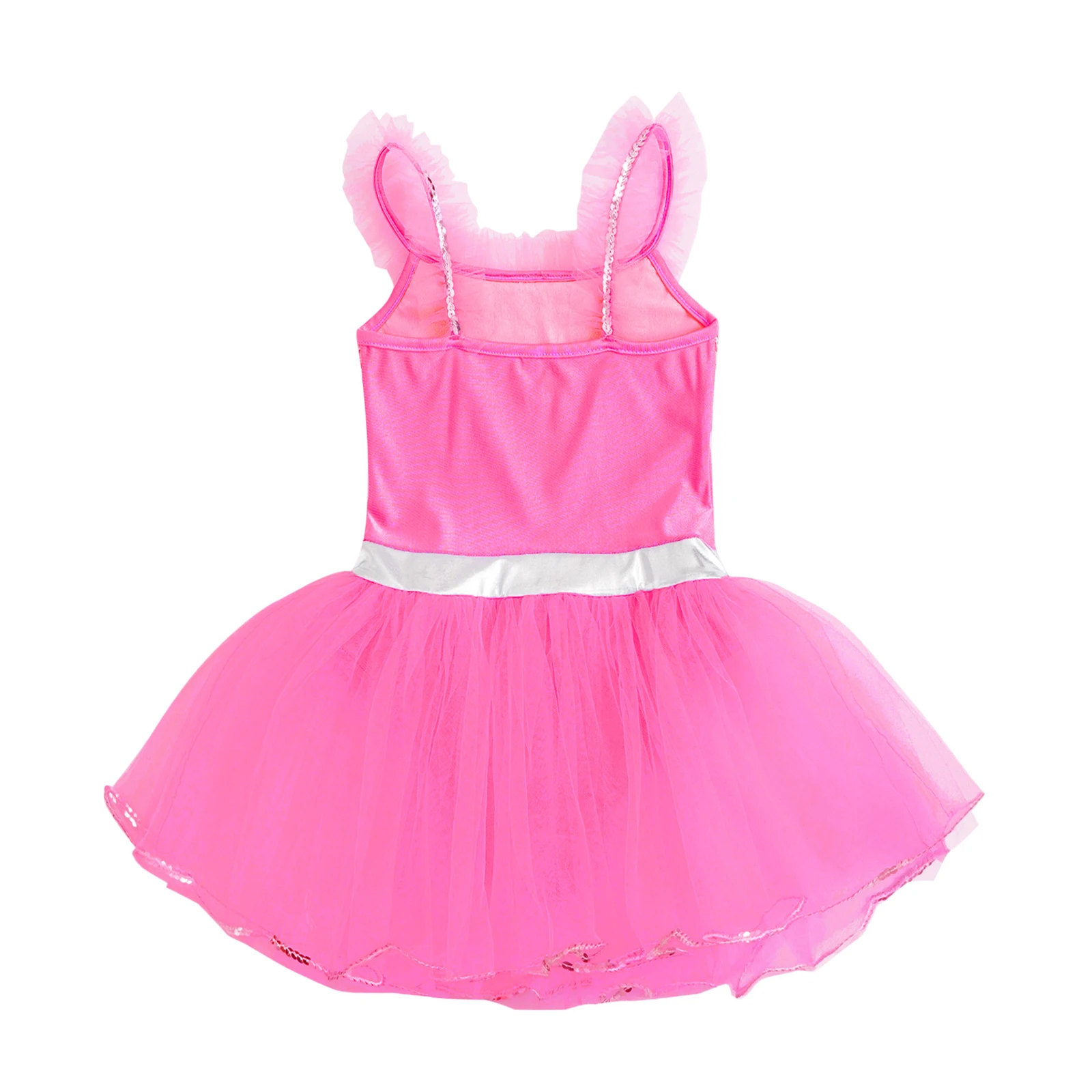 Bambini ragazze senza maniche Tulle Ballet Dance Dress lucido paillettes body gonna Tutu abiti latino Ballerina Performance Costumes