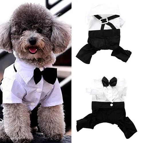 Hot! Pet Dog Cat Clothes Prince Tuxedo Bow Tie Suit Puppy Costume Jumpsuit Coat S-XXL 456fwr32 Dog Clothes Suit for dogs Apparel