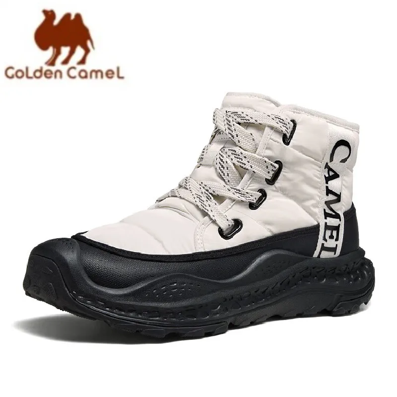 GOLDEN CAMEL Men's Winter Snow Boots Thick-Soled Non-Slip Cotton Shoes with Climb Heating Velvet Warm High-top Boot Cold Weather