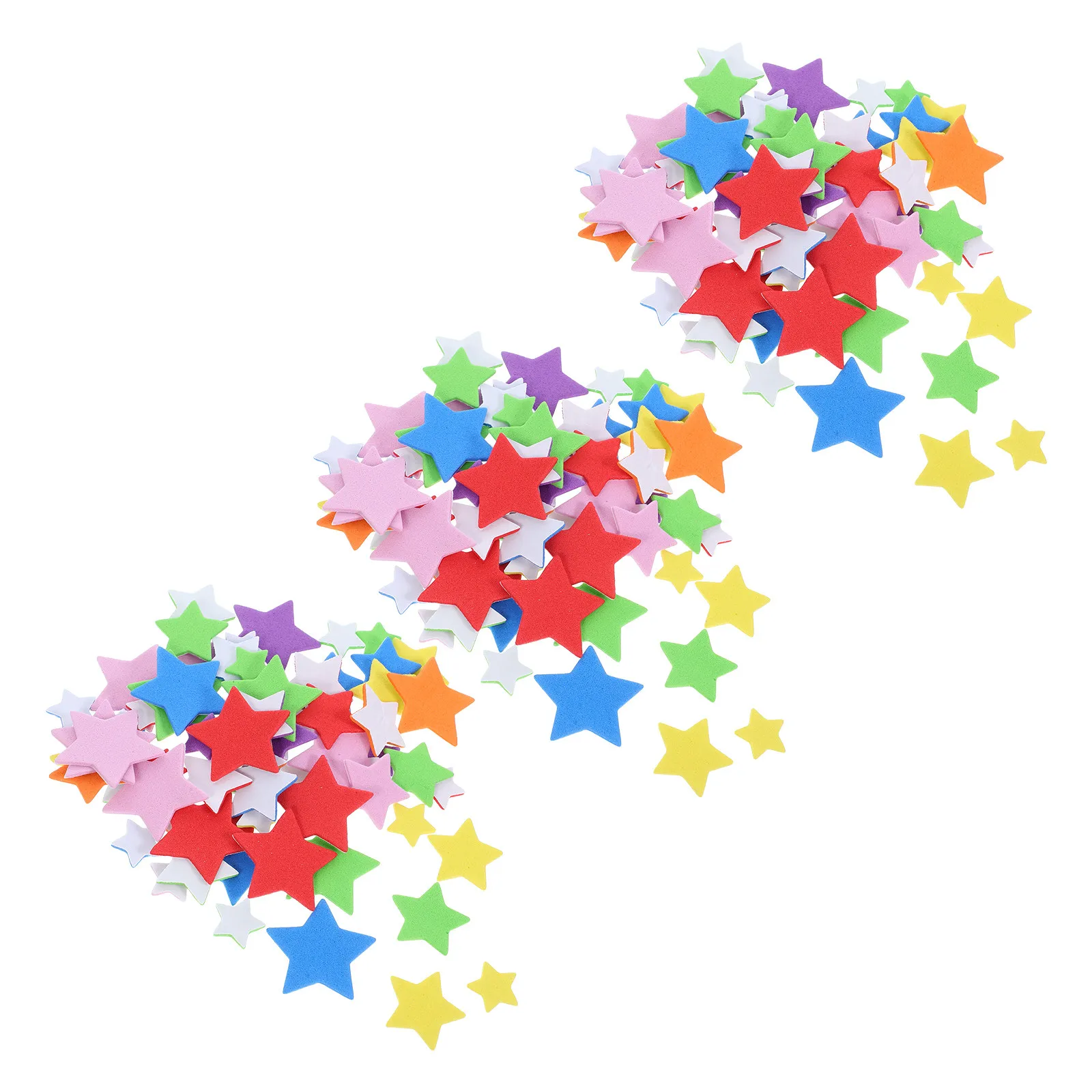 

3 Bags Colorful Self Adhesive Star Stickers Eva Sponge Material for Kindergarten DIY Learning Color Recognition Shape Sorting