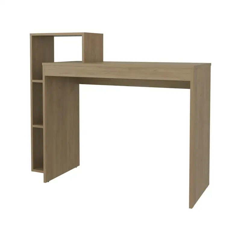 Natural Oak Computer Desk with Open Storage, Modern Design Desks for Home Office Use