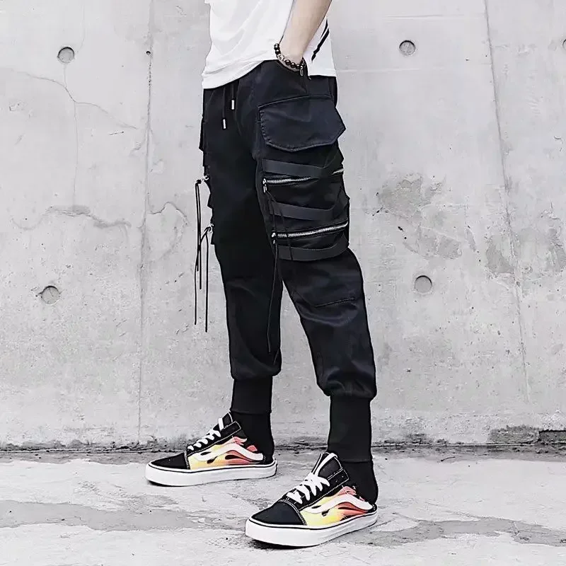 Male Trousers Multipockets Black Autumn Men's Cargo Pants Multi