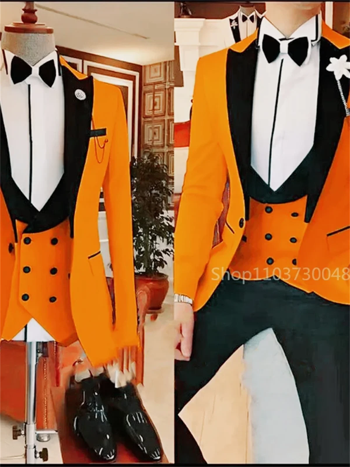 3 Pieces Latest Solid Formal Men's Wedding Suit Slim Fit Elegant Groom Tuxedos Business Party Suits Sets (Jacket+Vest+Pants)