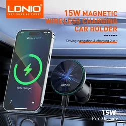 LDNIO 자동차 전화 홀더 Magsafe 핸드폰 그립 용 15W 무선 ​​충전기 Iphone 14 15 16 Pro Max 용 Tok 마그네틱 스탠드 안정기