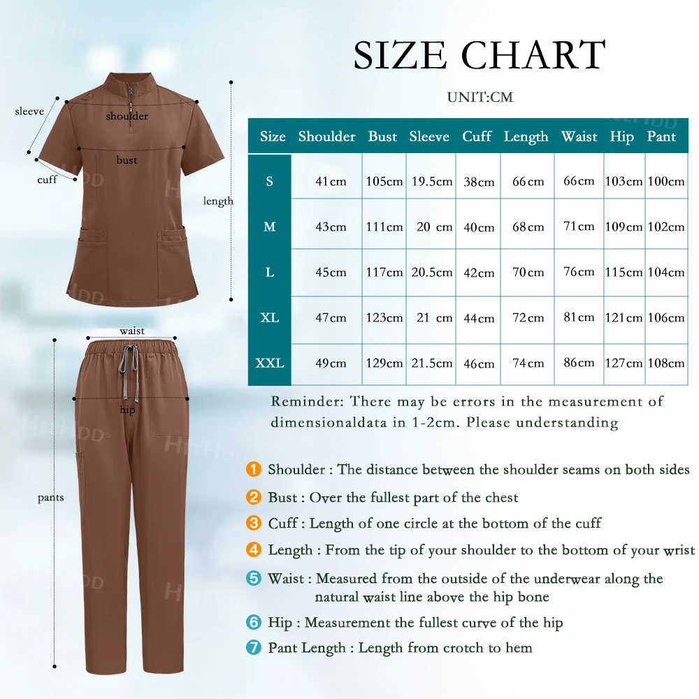 Uniforme de beleza para mulheres, Scrub Top e Pant Sets, Farmácia, Pet Shop, Roupas de trabalho, Esfoliantes dentários, Acessórios médicos, Vestuário de trabalho por atacado