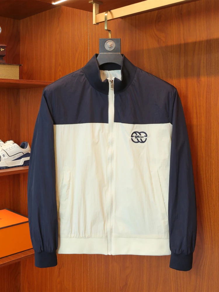 

Slim Fit Stand Collar Jaet Men's Casual Clothes Versatile Outerwear Polyester Fabric Long Sve Breathable Zipper Closure