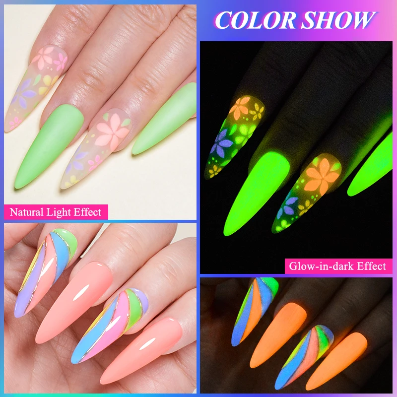 Mtssii verde fluorescente Glow-in-dark Gel smalto per unghie Neon UV LED unghie Gel Soak Off Gel vernice Gel luminoso Nail Art