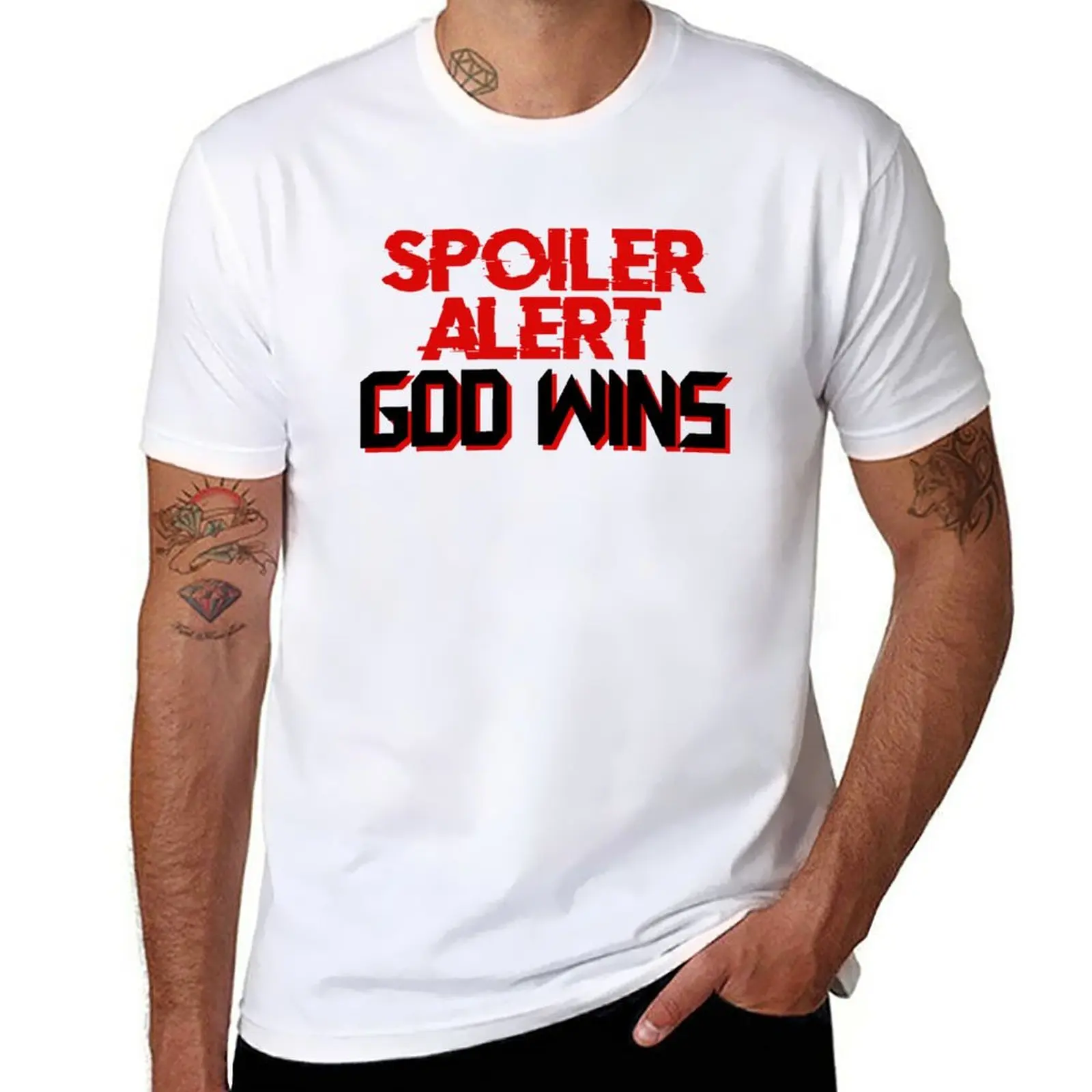 New Spoiler God Wins. Spoiler Alert God Wins T-Shirt aesthetic clothes Tee shirt mens graphic t-shirts hip hop