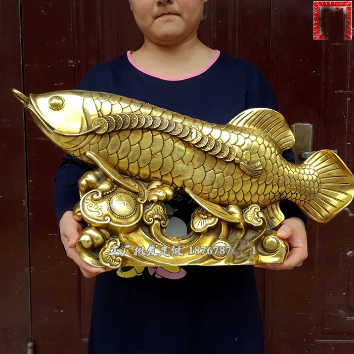 60CM Huge large - HOME Company Store TOP COOL Efficacious Talisman Recruit money Arowana Golden Fish FENG SHUI copper statue