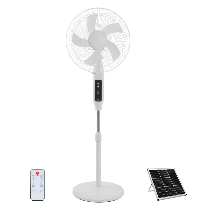 

16-Inch solar fan remote control charging floor fan long battery life charging vertical fan with light