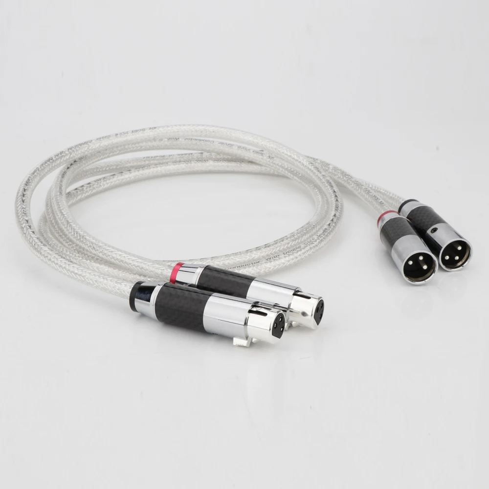 Preffair Paar reines Silber RCA-Kabel Sterling Silber Signalkabel Kohlefaser XLR auf RCA-Kabel Interconnect Audiokabel PSS reines Silber 6