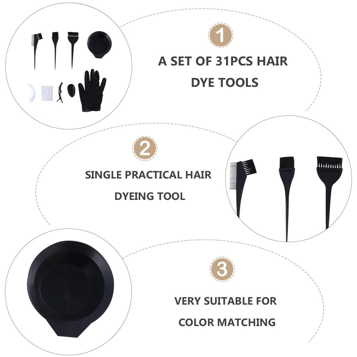 

31Pcs Hair Coloring Tool Set Includes Dye Bowls Brushes Combs Caps for Convenient At Home Or Salon Use Hair Dye Kit