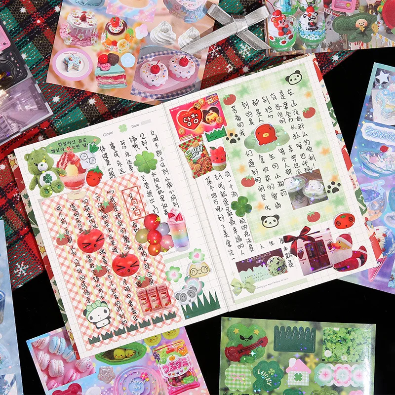 50 Pages Cute Fragments Series Cut Film Sticker Book Y2K Sticker Journal Handbook Scrapbooking Kawaii Decoration Sticker Gift