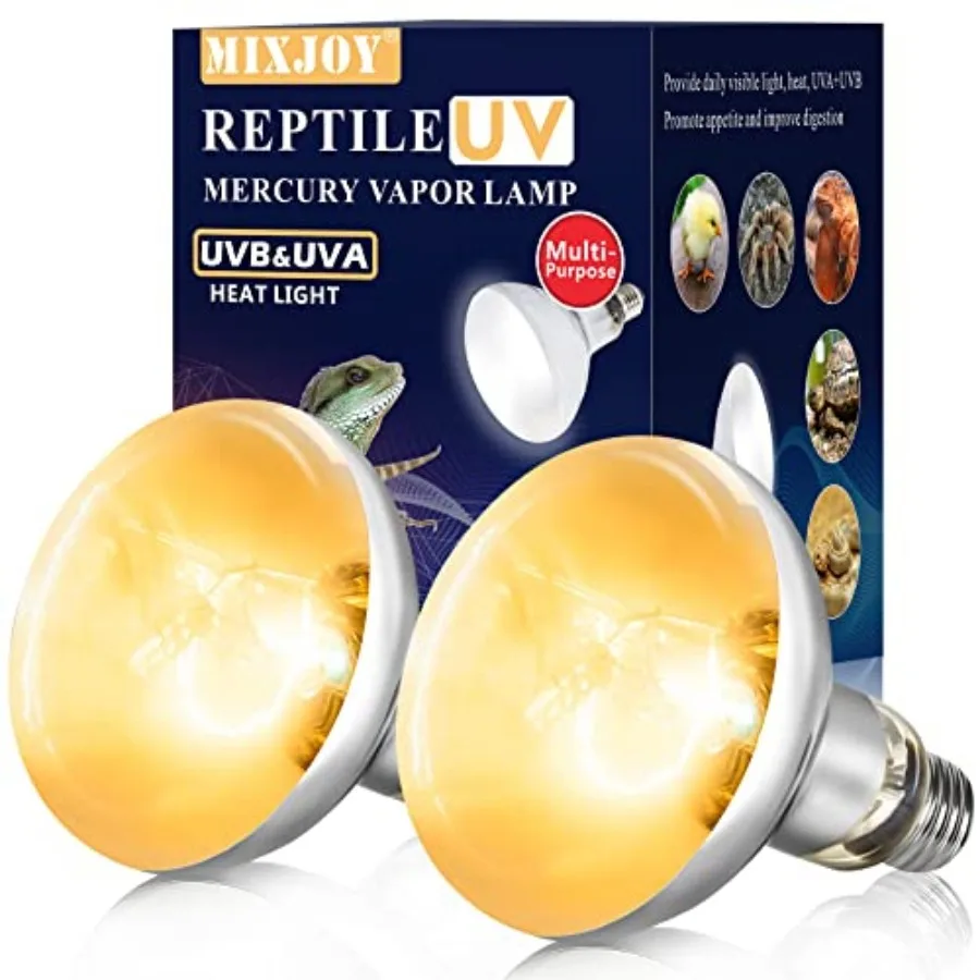 

2 Pack 100W Reptile Heat Lamp Bulb Full Spectrum UVA UVB Sun Light for Reptile and Amphibian Use