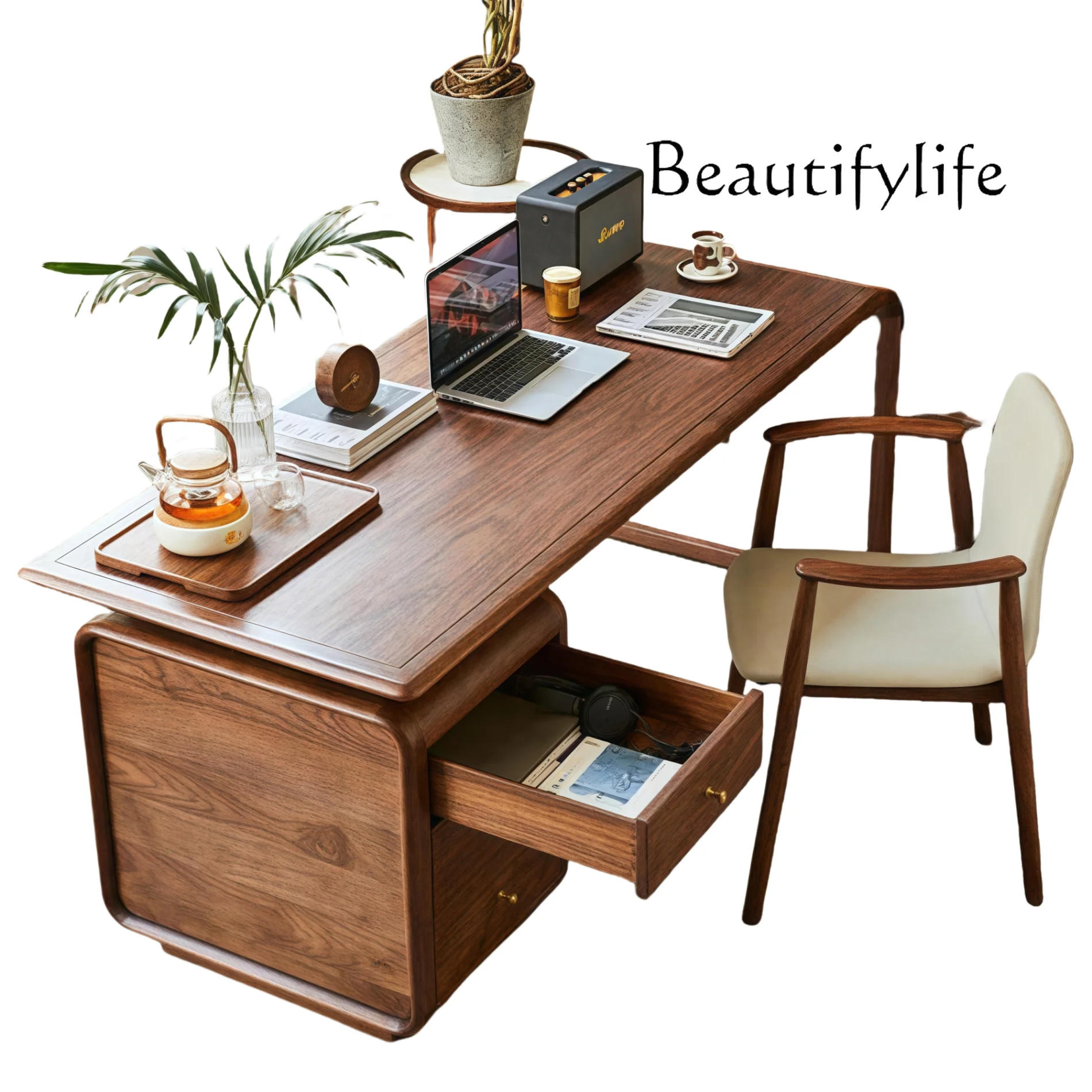 

New Chinese solid wood desk Modern simple writing desk Home desk Zen tea table Tea table