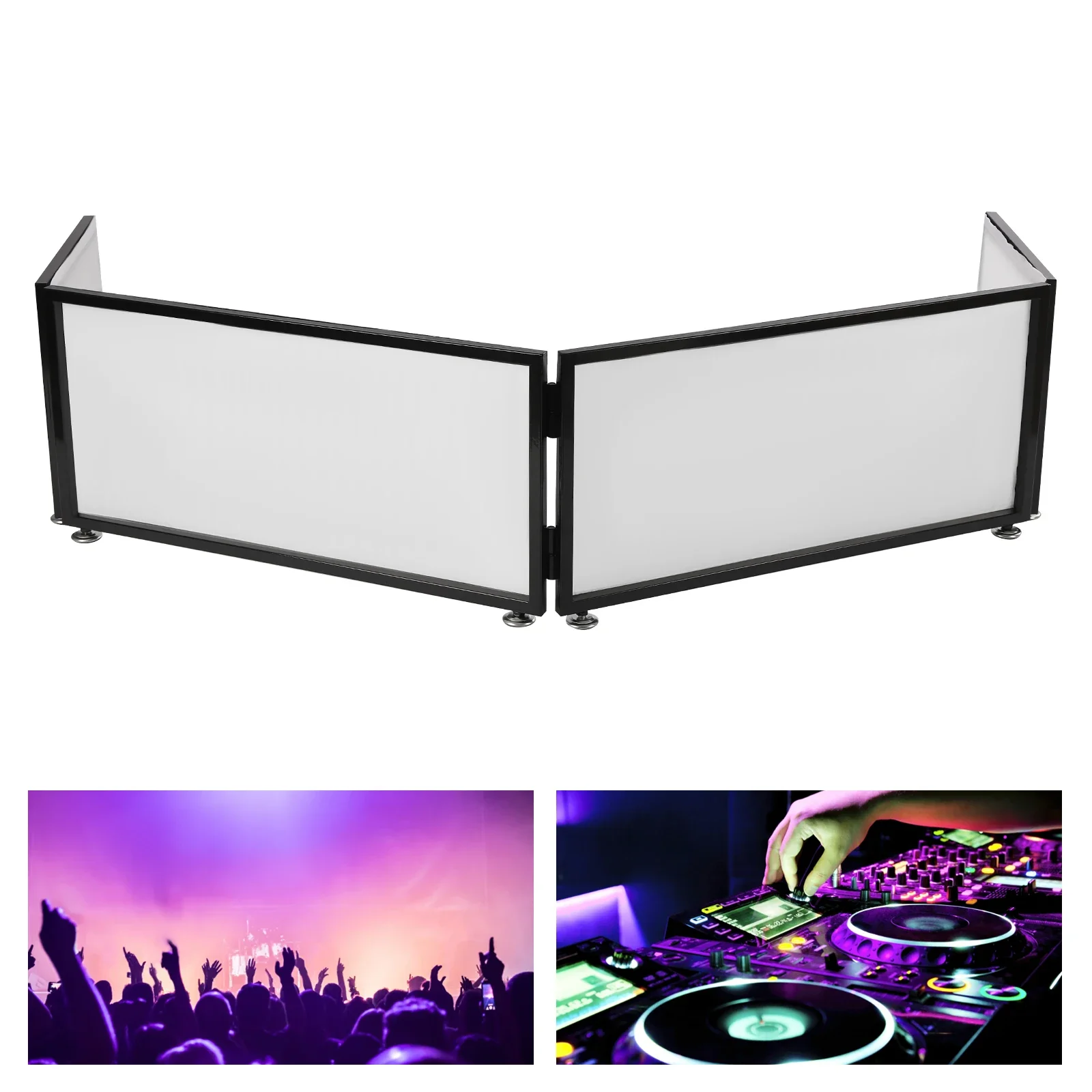 Foldable Event Facade 4 Sections Portable Tabletop DJ Booth Cover Screen for US Parties & Event Setups