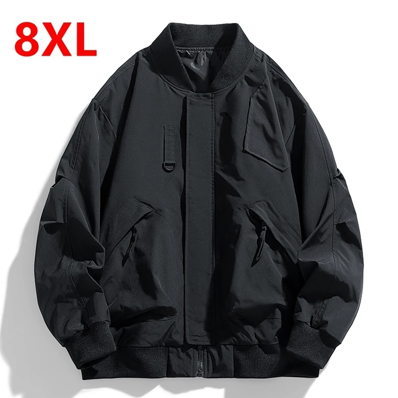 

Spring Autumn Plus Size Jacket Men's Pocket Loose Fashion Brand Coat Bomber Jacket Workwear Jacket