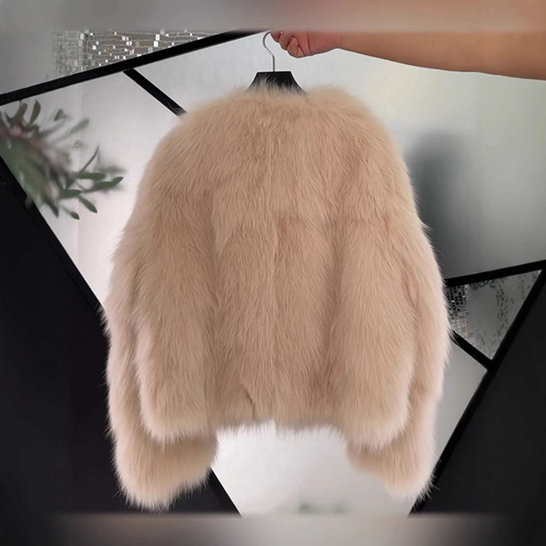 Patchwork Coat V Neck Regular Length Commuter with Elegant Regular Sleeve Long Sleeve Short Coat No Hood Winter Women Jacket