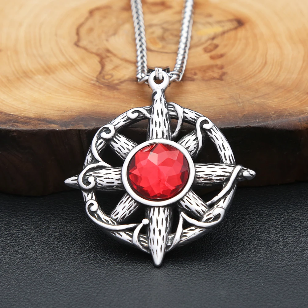 Unique Vintage Cross Stone Pendant Necklaces For Men Women 316L Stainless Steel Nordic Amulet Fashion Jewelry Gifts Dropshipping