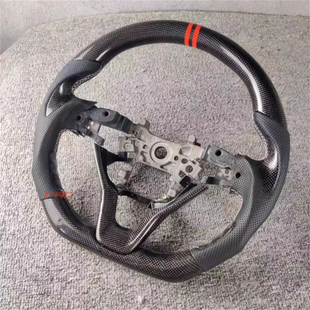 

Customized black Carbon Fiber Perforated Leather red Strip steering wheel For H-onda A-CCORD 2018-2023 Car accessories