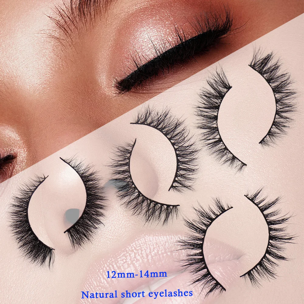 Mink Eyelashes 3D Mink Lashes Wispy HandMade Full Strip Lashes Cruelty Free Mink Lashes Natural Short False Eyelashes Makeup