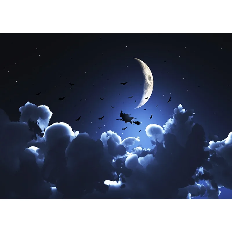 Nitree Halloween Backdrop Pumpkin Lantern Castle Forest Moon Tombstone Photography Background Photo Studio Props  NG-11