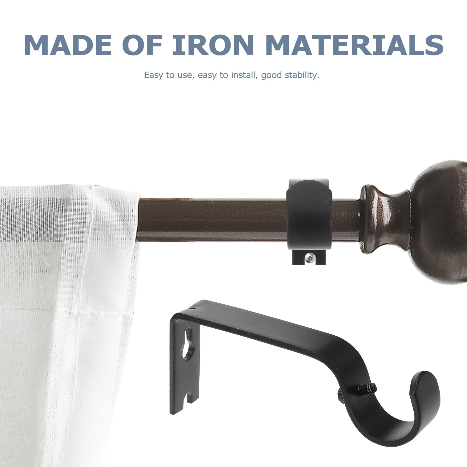 

2pcs/Set Heavy Duty Black Curtain Rod Brackets Kits Side Mount Roman Rod Holders For Curtain Rails Homes Accessories