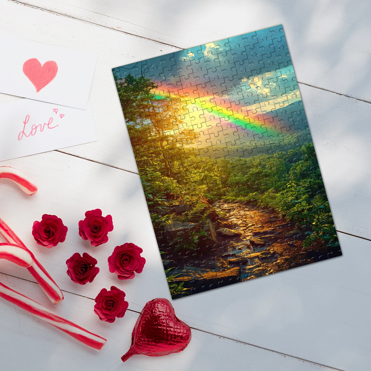 35/300/500/1024pcs Puzzle Foto Kustom Personalisasi Pelangi Puzzle Kayu Jigsaw Dekorasi Gambar Pribadi Koleksi Gi