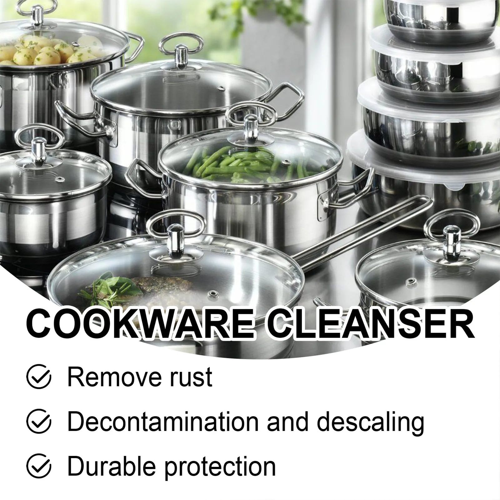 Kitchen Cookware Cleanser Efficient Multi-Purpose Cleaner Polish Agent Remove Stains for Oven Pan Cookware Home Kitchen Cleaning