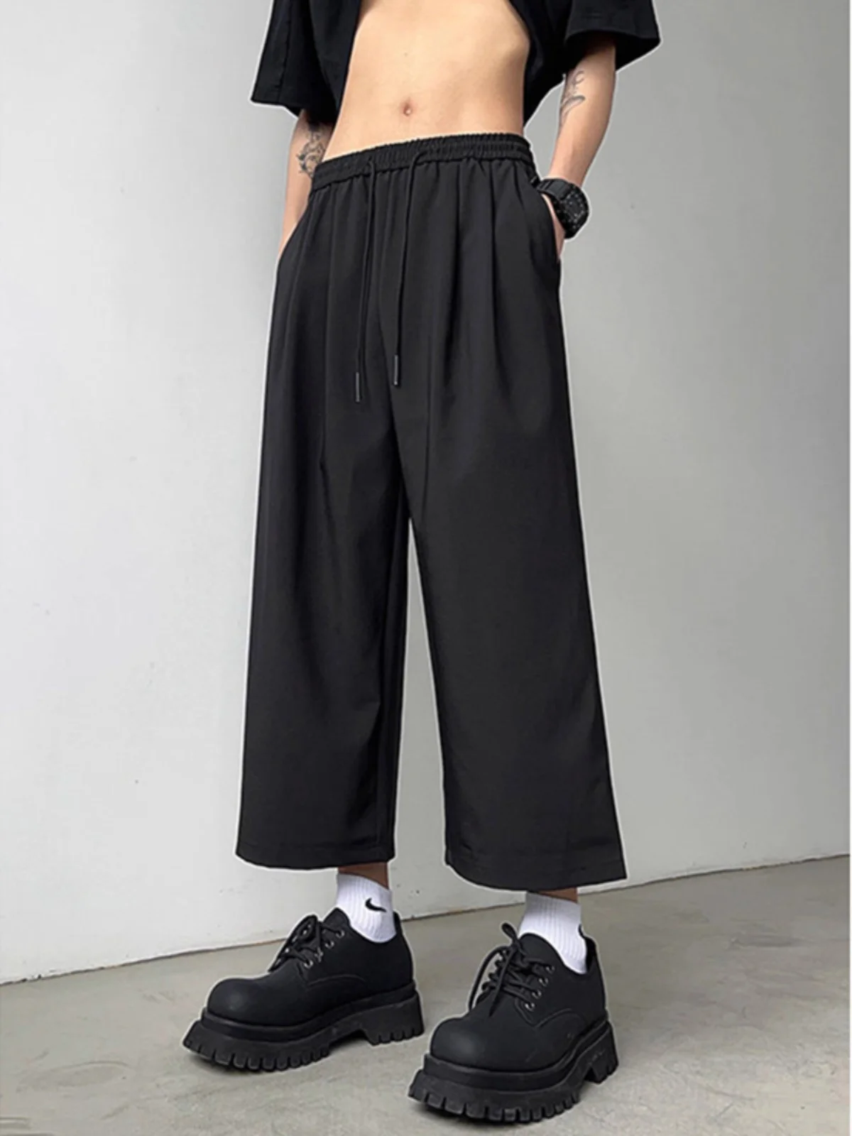 

Мужские летние тонкие брюки Bla Suit из драпированного быстросохнущего ледяного шелка, повседневные, свободные, укороченные (7/8), прямого кроя, с охлаждающим эффектом