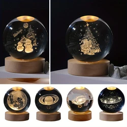 ​​​3D Crystal Ball Table Lamp USB Powered Galaxy LED Christmas Atmosphere Night Lights For Bedroom Desktop Decor Children's Gift