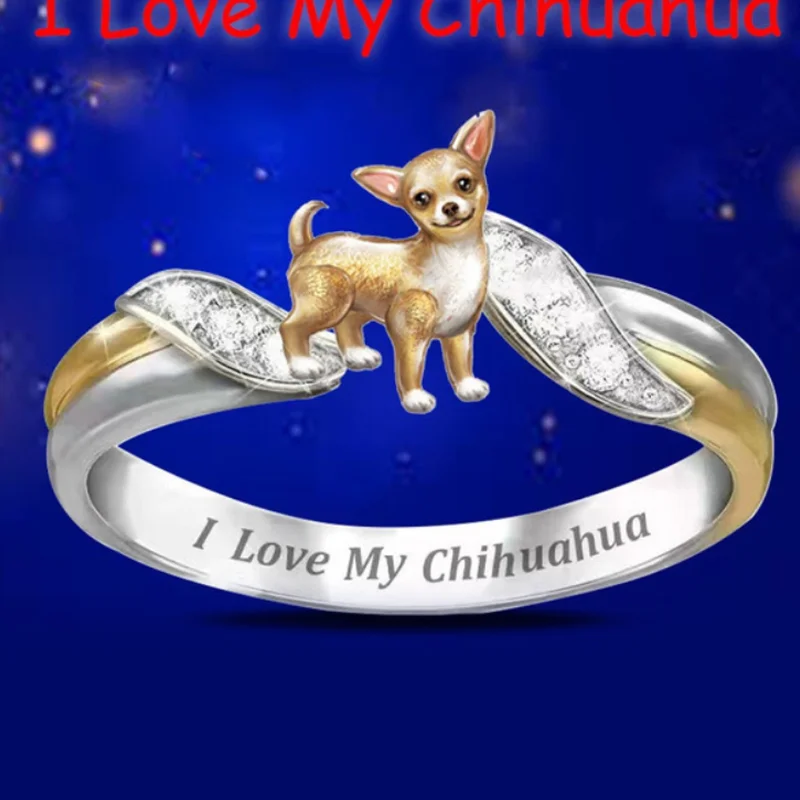 1 I love my pet Chihuahua two color cute dog ring