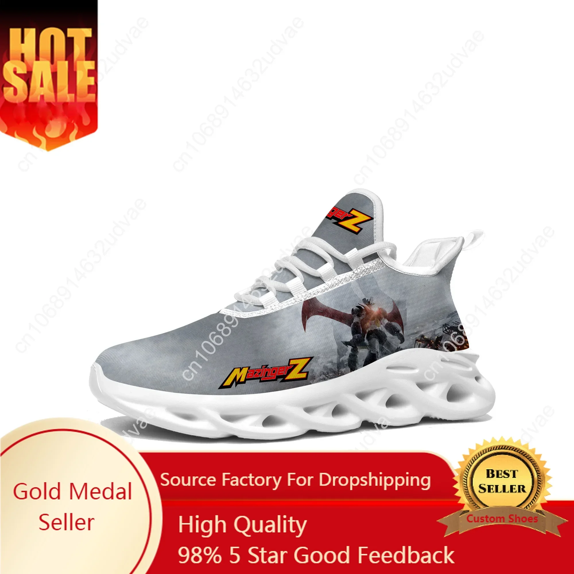 

Mazinger Z Flats Sneakers Mens Womens Sports Running Shoes Anime High Quality Sneaker Lace Up Mesh Footwear Custom Made Shoe