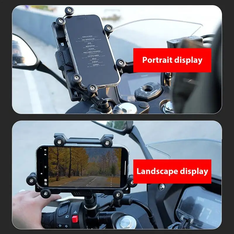 360 degree Rotatable Motorcycle Bicycle Phone Holder Horizontal/Vertical Screen Stand Bracket Non-slip Vibration Damping Holder