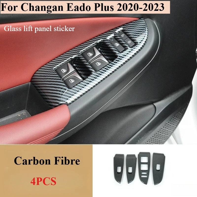 For Changan Eado Plus 2020-2023 Car Door Window glass Lift Control Switch Panel Cover trim Protector ABS CARBON Accessories