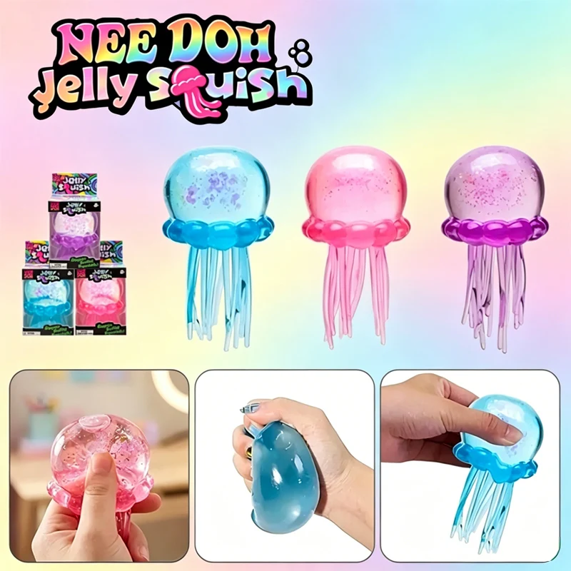 

Trending NeeDoh Jellyfish & Cube Squishy Toy, Soft Jelly Squeeze Stress Relief Fidget Toy Sensory for Kids& Adults blindbox toy