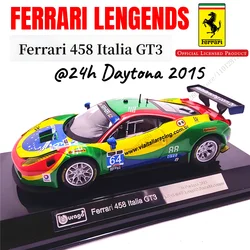 Bburago 1:43 2015 Ferrari 458 Italia Replica Car Model, with Acrylic Case Plate, Scale Monte Carlo Le Mans Daytona Miniature Toy