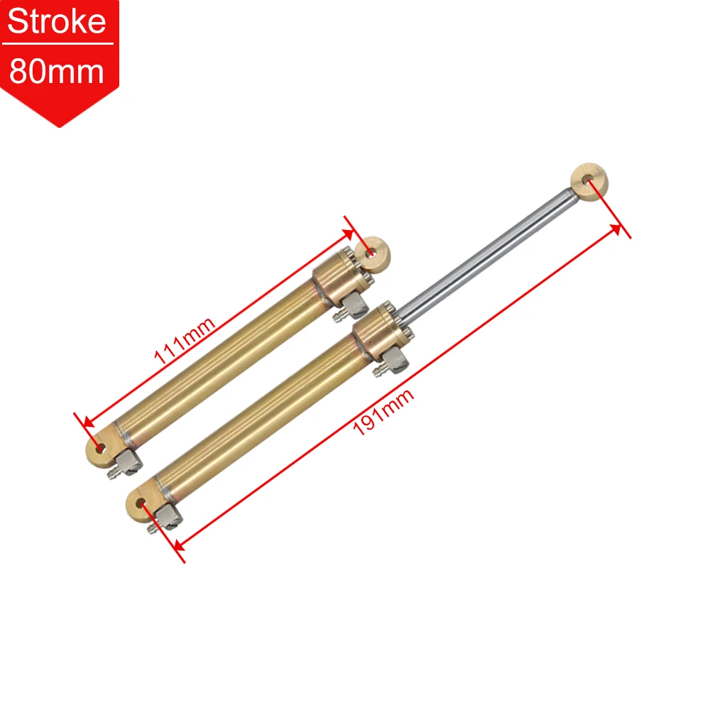 1PC OD 10mm Mini Hydraulische Olie Cilinder 14/20/30/45/60/80/100MM Slag Voor RC Mini Hydraulische Graafmachine Bulldozer Model Onderdelen