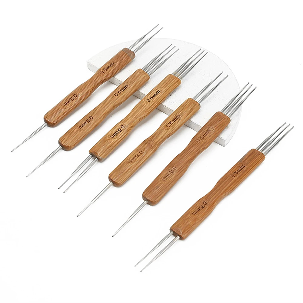 

Crochet Hooks Needles Bamboo Wooden Handle Small Size Crochet Hook Knit Weave Craft Sewing Tools Knitting Needles