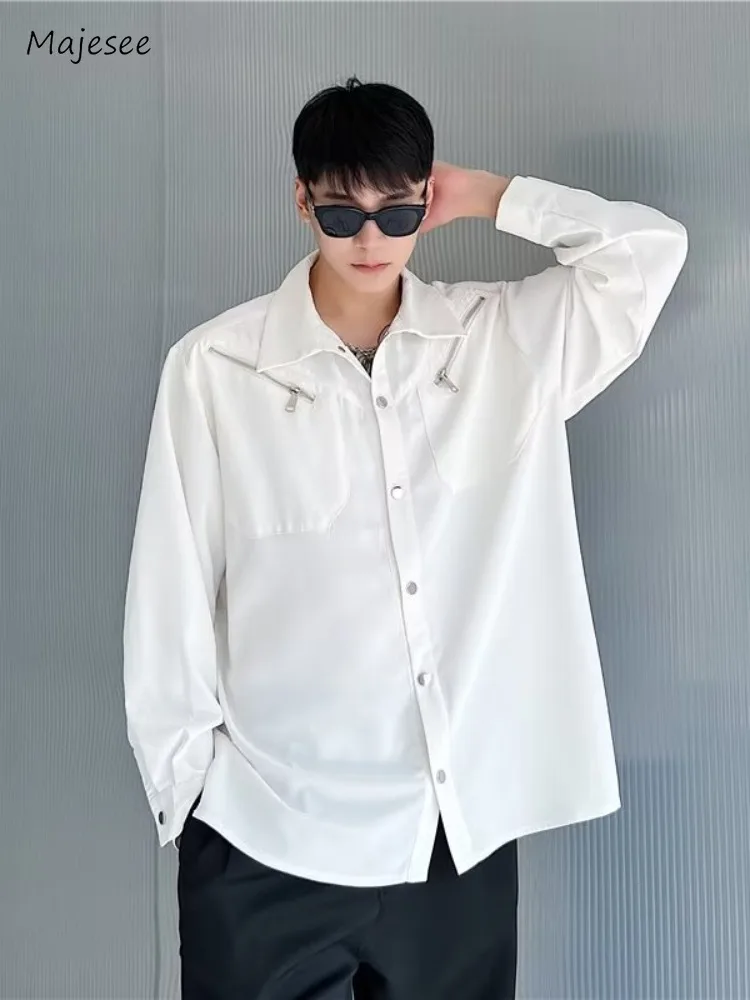 

Shirts Men Spring Chic Cozy Single Breasted All-match Daily Casual Korean Style Schoolboys Fashion Simple Pure Streetwear Soft