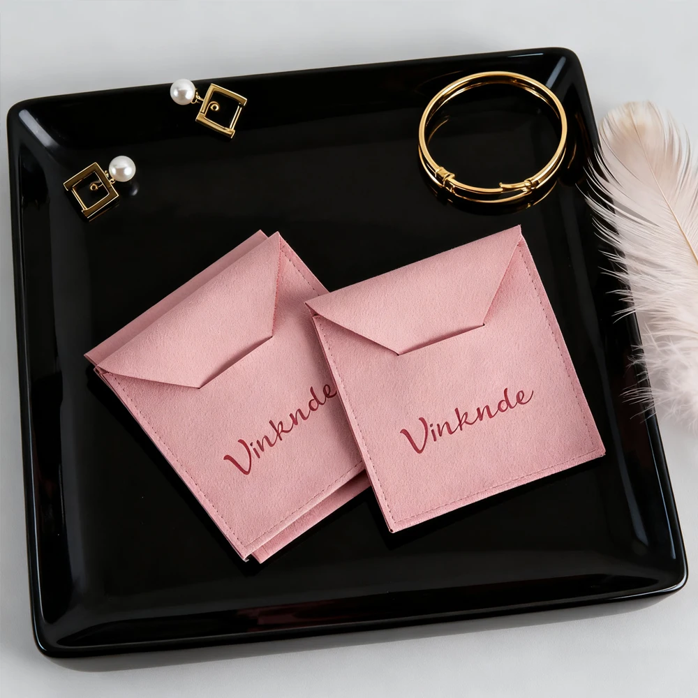 

100Pcs/Lot Cute Jewelry Envelope Bag Gift Case Insert Accessories of Box Velvet Sude Flannel Jewellery Storage Pouch Candy Sack