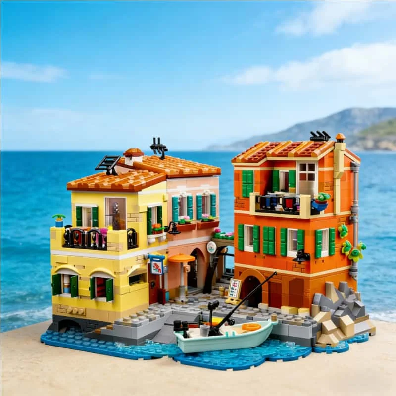 

2026 new creative urban architecture Italian Riviera building block street view assembly brick toy adult Christmas gift