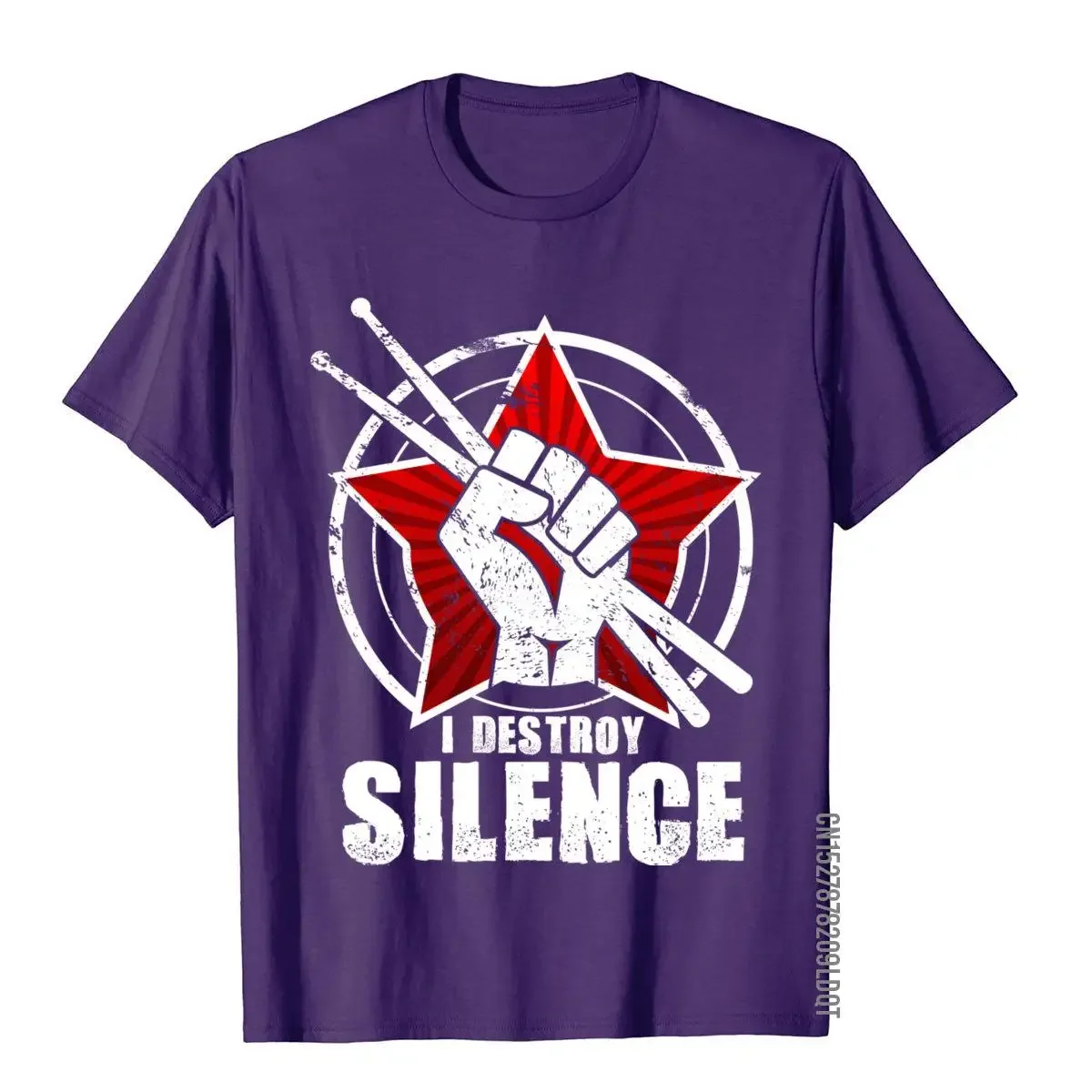 I Destroy Silence - Funny Vintage Drums Drummer Gift Leisure Top T-Shirts Tops Tees For Men Cotton Moto Biker T Shirt