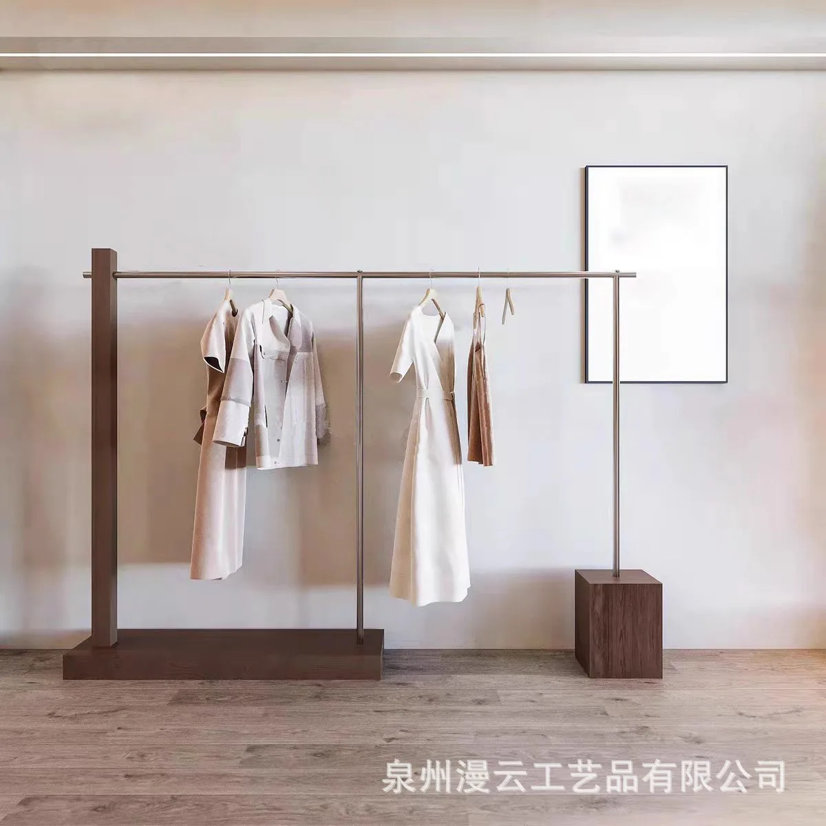 

New clothing display rack, wall shelf, solid wood floor-to-ceiling women's clothing store display props