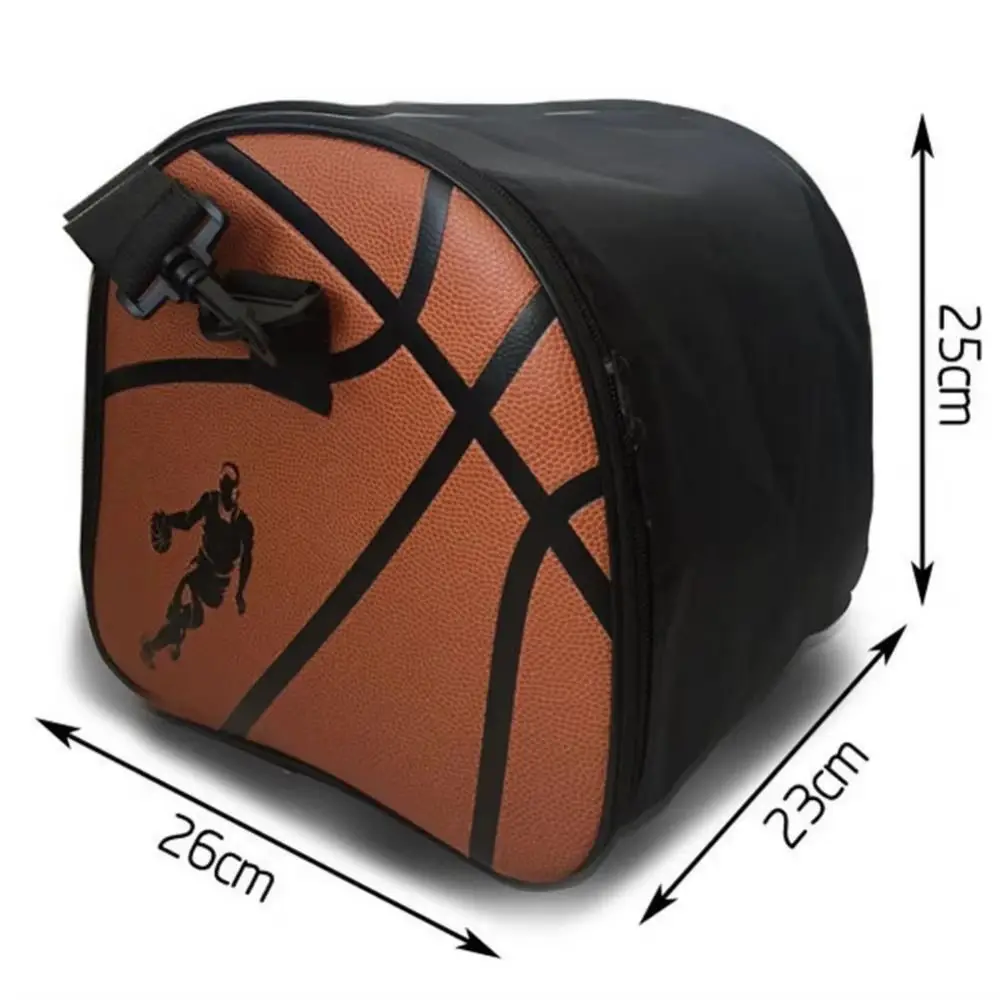 Large Capacity Basketball Pattern Bag Single Shoulder Zipper Pocket Crossbody Basketball Bag PU Adjustable Ball Storage Case