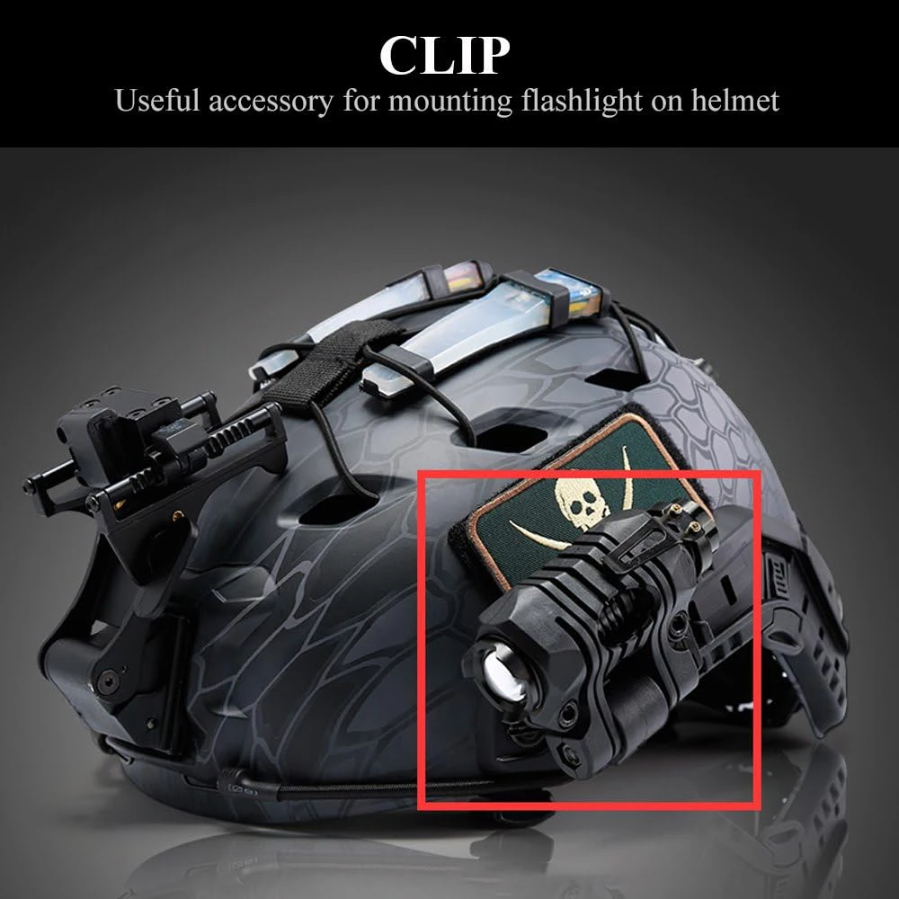 BOOIU 25mm Helmet Flashlight Holder Multi-Angle Plastic Light Clamp Mount Accessory for Fast Helmets