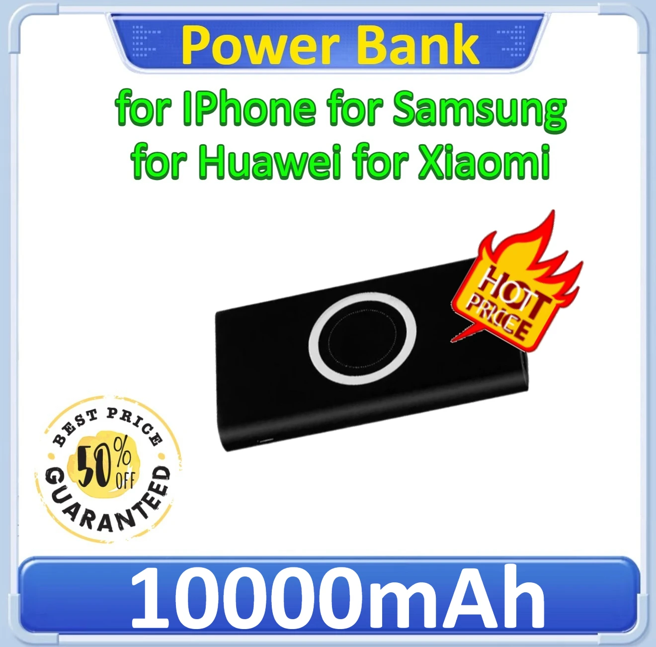 

Portable External Battery Power Bank Wireless Charger PowerBank For iPhone For Samsung For Xiaomi For Huawei 10000mAh