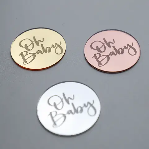 10 st Oh Baby Spegel Akryl Tårtdekorationer Könsavslöjande Bakning Cupcake Topper Baby Shower 1:a Födelsedagsfest Tårtdekorationer 10 best sales tårtdekoration för babyn - №10